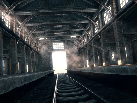Hangar 05 Railway Station PBR 3D Model