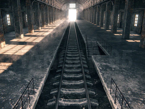 Hangar 05 Railway Station PBR 3D Model