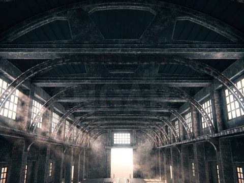 Hangar 05 Railway Station PBR 3D Model