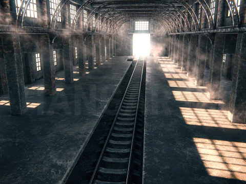Hangar 05 Railway Station PBR 3D Model