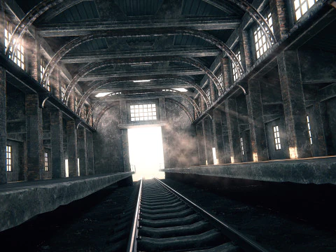 Hangar 05 Railway Station PBR 3D Model