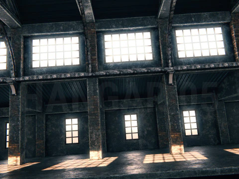 Hangar 05 Railway Station PBR 3D Model