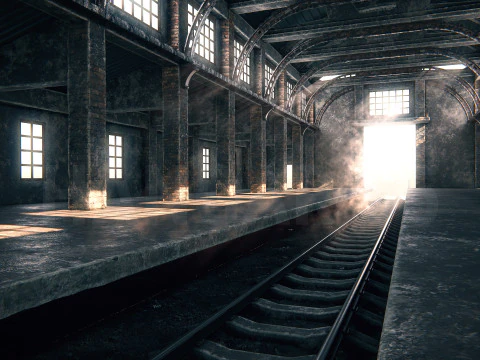 Hangar 05 Railway Station PBR 3D Model