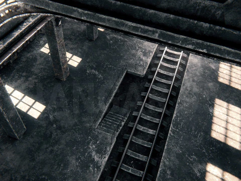 Hangar 05 Railway Station PBR 3D Model