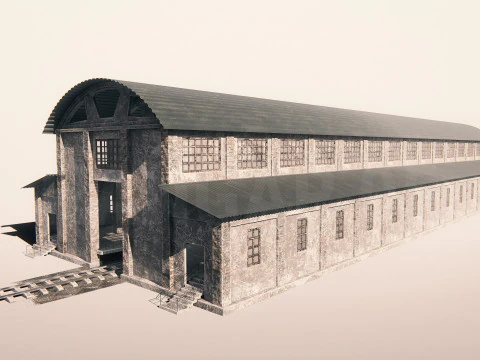 Hangar 05 Railway Station PBR 3D Model
