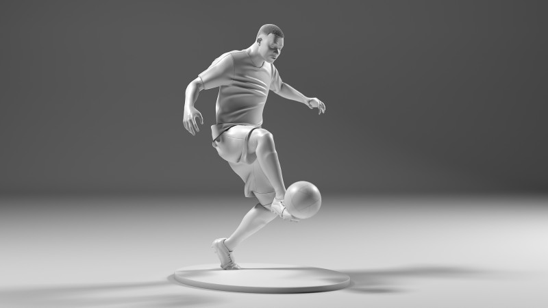Footballer 05 FootStrike 08 Stl Modello di stampa 3D .c4d .max .obj .3ds .fbx .stl .blend 
