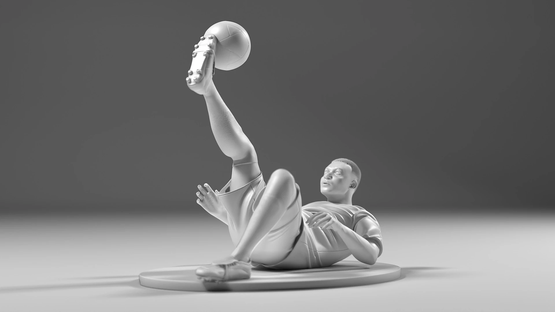 Footballer 05 FlipStrike 01 Stl 3D Print Model .c4d .max .obj .3ds .fbx .stl .blend 