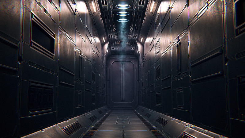 Sci-Fi Corridor PBR 3D Model .c4d .max .obj .3ds .fbx .stl .blend 
