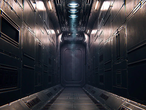 Korytarz Sci-Fi PBR Model 3D