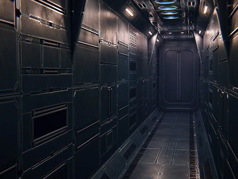 Sci-Fi Corridor PBR 3D Model