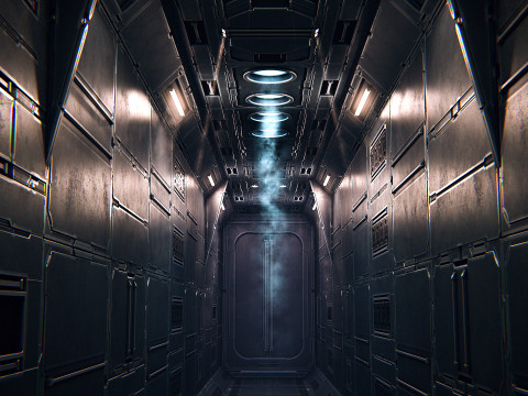 Sci-Fi Corridor PBR 3D Model