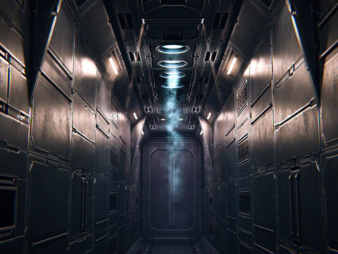 Sci-Fi Corridor PBR 3D Model