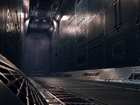 Sci-Fi Corridor PBR 3D Model