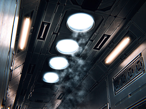 Sci-Fi Corridor PBR 3D Model