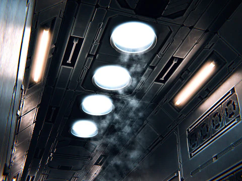 Sci-Fi Corridor PBR 3D Model