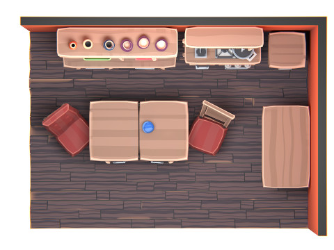 Stylized Kitchen Interior 01 PBR 3D Model