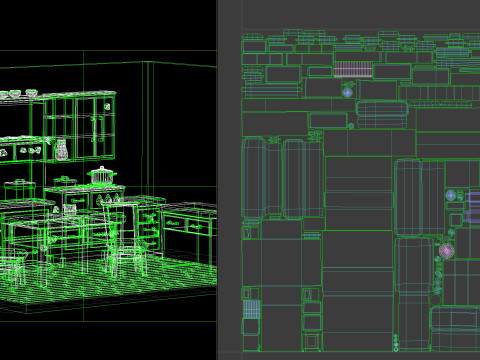 Stylized Kitchen Interior 01 PBR 3D Model