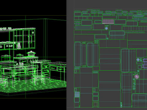 Interno cucina stilizzata 01 PBR Modello 3D