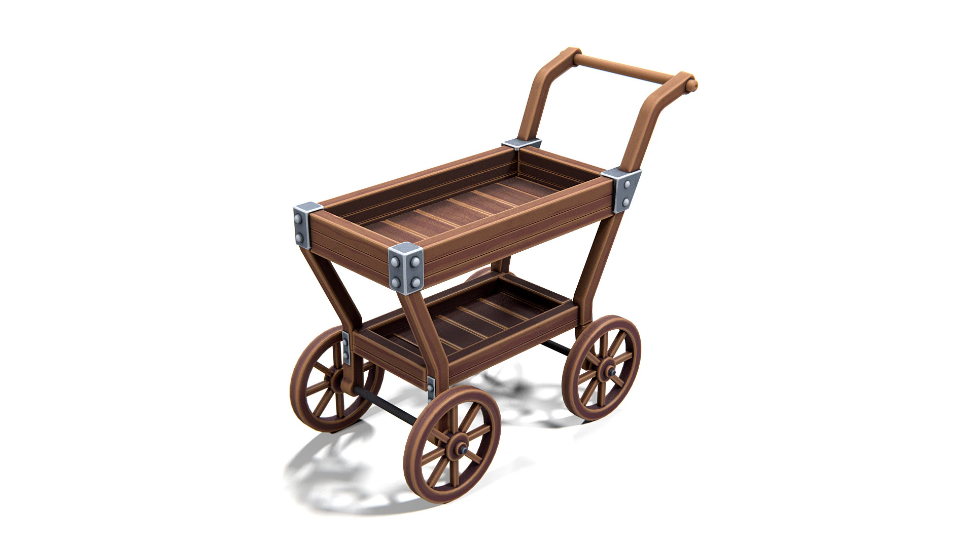 Carrello in legno 01 PBR Modello 3D .c4d .max .obj .3ds .fbx .stl .blend