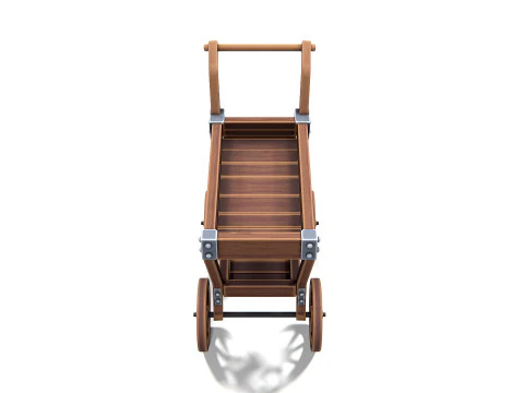 Carrello in legno 01 PBR Modello 3D