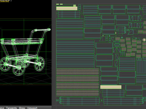 Carrello in legno 01 PBR Modello 3D