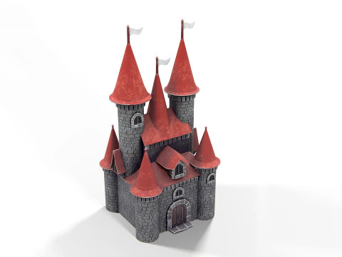 Cartoon Castle 01 PBR 3D Model