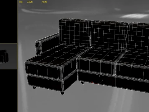 Corner Lounge 01 PBR 3D Model