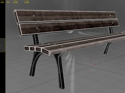Bench 02 PBR 3D Model