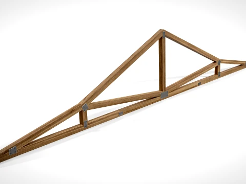 Wooden Truss Duo-Pitch PBR 3D Model