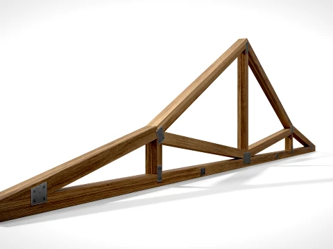Wooden Truss Duo-Pitch PBR 3D Model