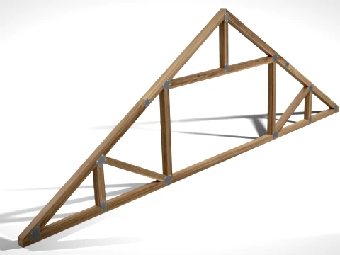 Ático con armadura de madera PBR Modelo 3D