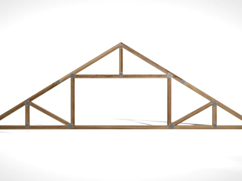Wooden Truss Attic PBR 3D Model