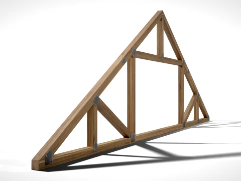 Wooden Truss Attic PBR 3D Model