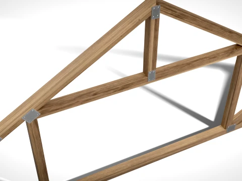 Wooden Truss Attic PBR 3D Model