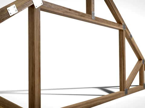Wooden Truss Attic PBR 3D Model