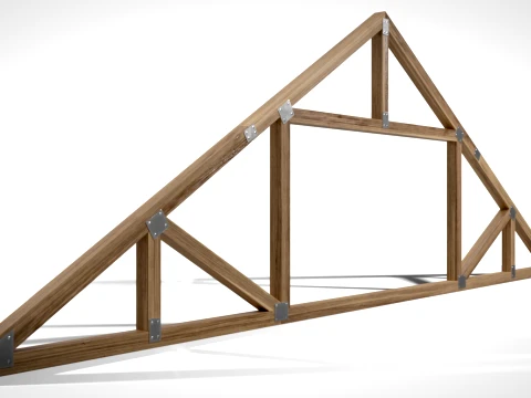 Wooden Truss Attic PBR 3D Model