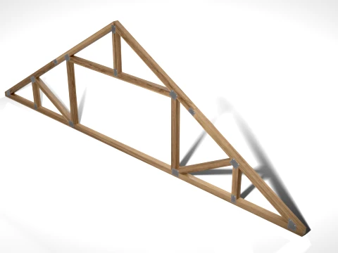 Wooden Truss Attic PBR 3D Model