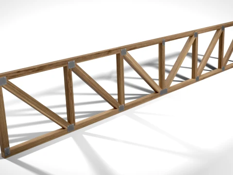 Wooden Truss Flat PBR 3D Model