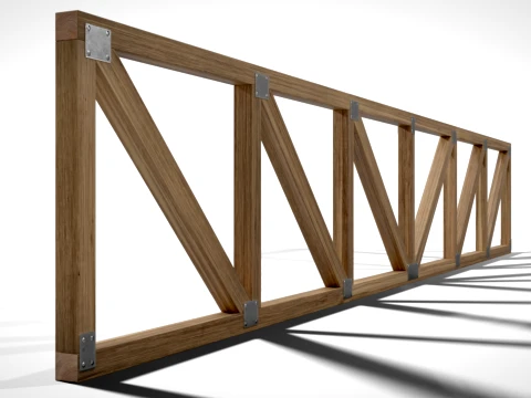 Wooden Truss Flat PBR 3D Model