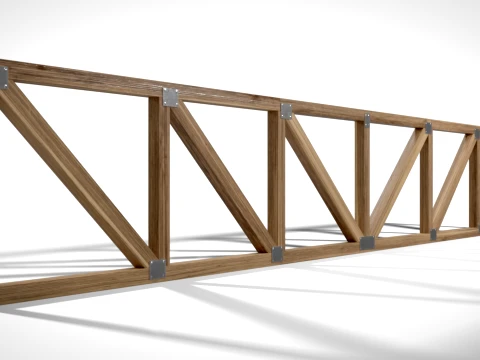 Wooden Truss Flat PBR 3D Model