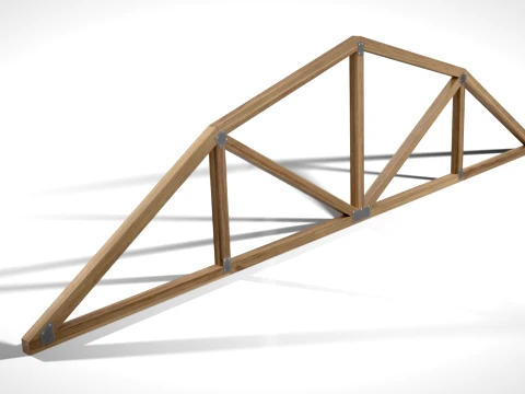 Wooden Truss Gambrel PBR 3D Model