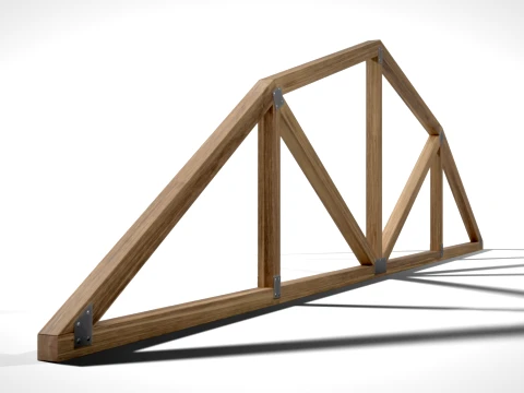 Wooden Truss Gambrel PBR 3D Model