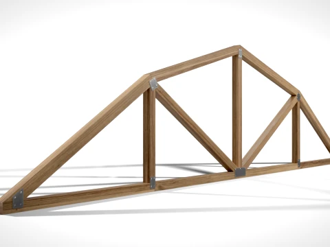 Wooden Truss Gambrel PBR 3D Model
