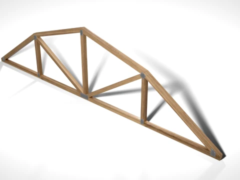Wooden Truss Gambrel PBR 3D Model