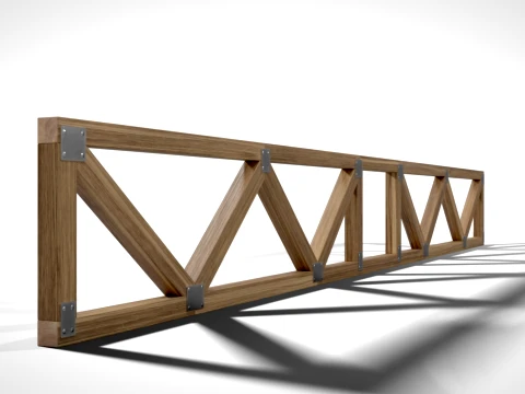 Wooden Truss System42 PBR 3D Model