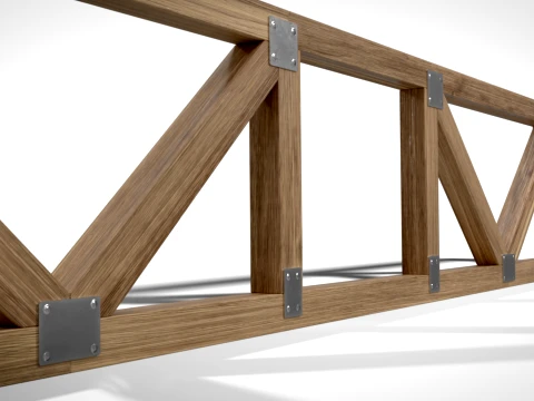 Wooden Truss System42 PBR 3D Model