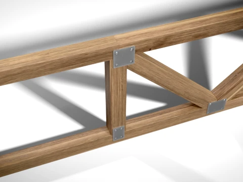 Wooden Truss System42 PBR 3D Model