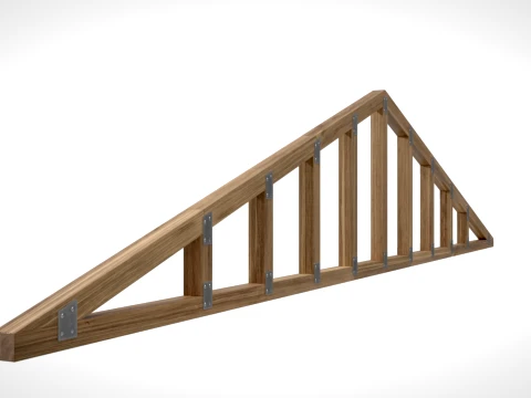 Wooden Truss Gable End PBR 3D Model
