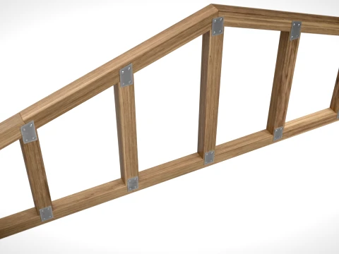 Wooden Truss Gable End PBR 3D Model