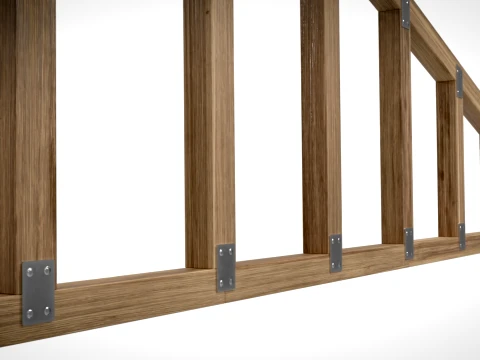 Wooden Truss Gable End PBR 3D Model